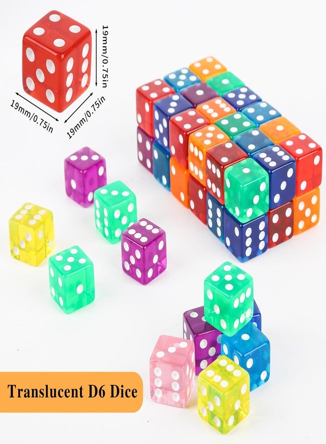 WAYASDCU 48 Piece 19mm Dice Casino Style Craps D6 Dice Set Acrylic and Translucent for Dice Games, Craps Dices, Casino Dices, Table Games - Image 5